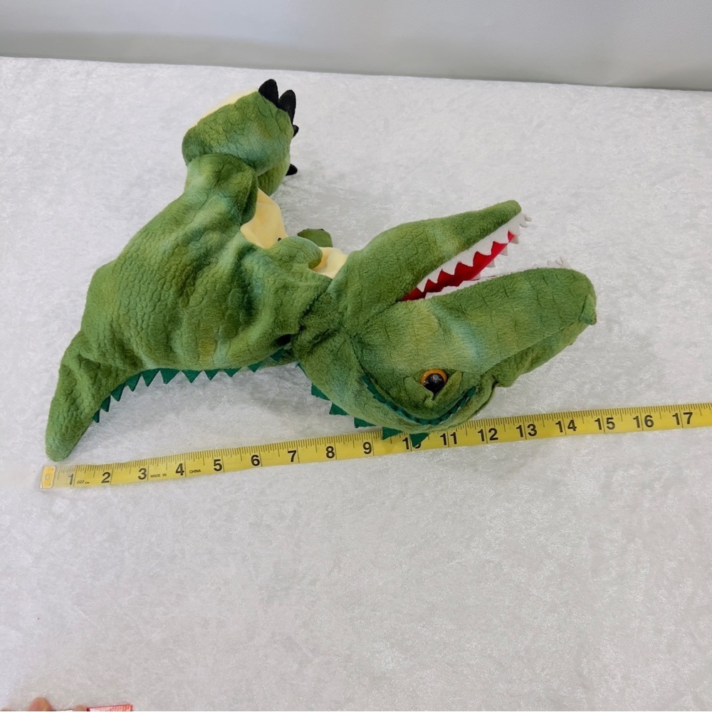 Dinosaur Hand Puppet Plush Toy Tyrannosaurus Rex Kids Fun Multi Green - Picture 2 of 11